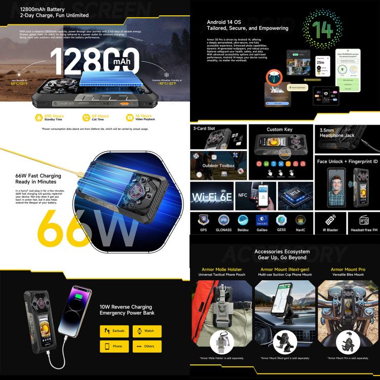 Ulefone Armor 30 Pro Rugged Phone, 16GB+512GB, Night Vision, 6.95 inch + 3.4 inch Dual Screen Android 14 MediaTek Dimensity 7300X Octa Core, Network: 5G, OTG, NFC Ulefone Armor 30 Pro Rugged Phone, 16GB+512GB, Night Vision, 6.95 inch + 3.4 inch Dual Screen Android 14 MediaTek Dimensity 7300X Octa Core, Network: 5G, OTG, NFC
